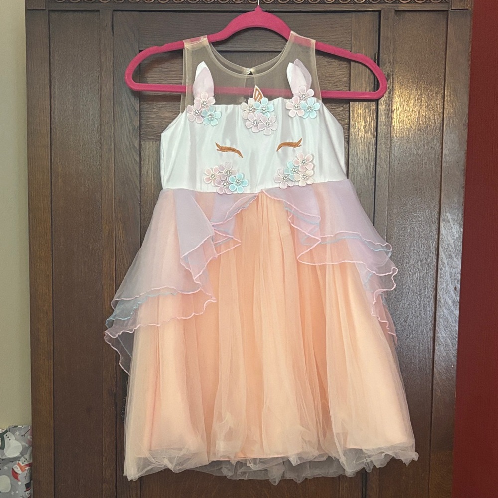 Adorable Unicorn Dress with Floral Details